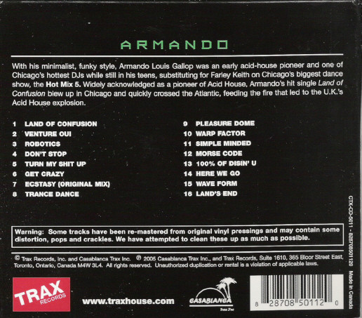 Armando - Trax Classix | Trax Records (CTX-CD-5011) - 2 Armando - Trax Classix | Trax Records (CTX-CD-5011) - 2