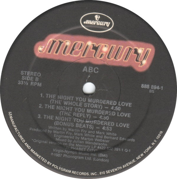 ABC Featuring Contessa Lady V - The Night You Murdered Love | Mercury (888 894-1) - 3