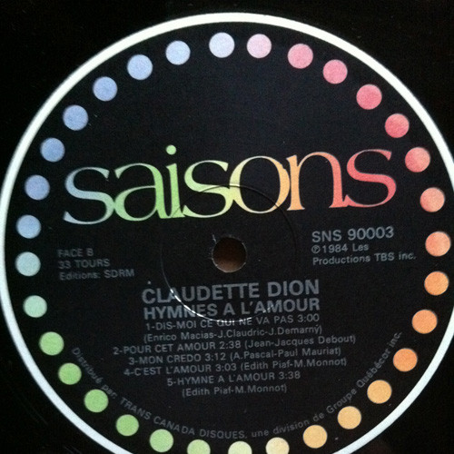 Claudette Dion - Hymnes À L'amour | Saisons (SNS 90003) - 4