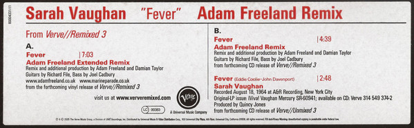Sarah Vaughan - Fever | Verve Records (B0004331-11) - 3 Sarah Vaughan - Fever | Verve Records (B0004331-11) - 3