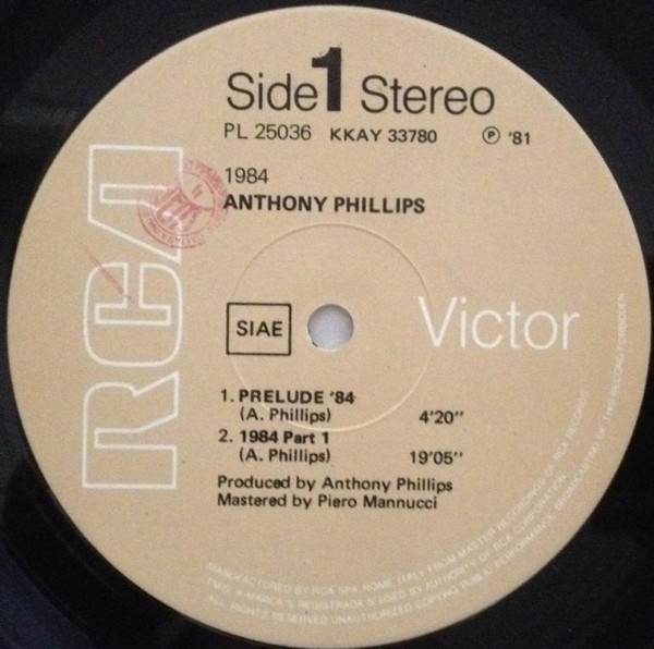Anthony Phillips - 1984 | RCA (PL 25036) - 3