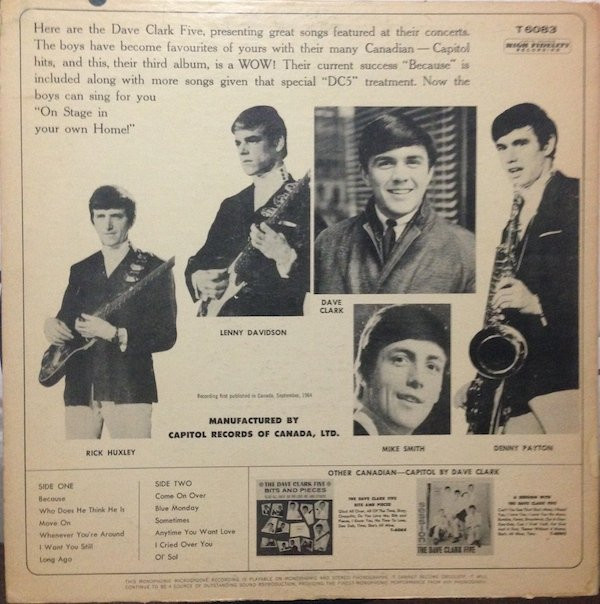 Dave Clark Five - On Stage With The Dave Clark Five | Capitol Records (T6083) - 2 Dave Clark Five - On Stage With The Dave Clark Five | Capitol Records (T6083) - 2