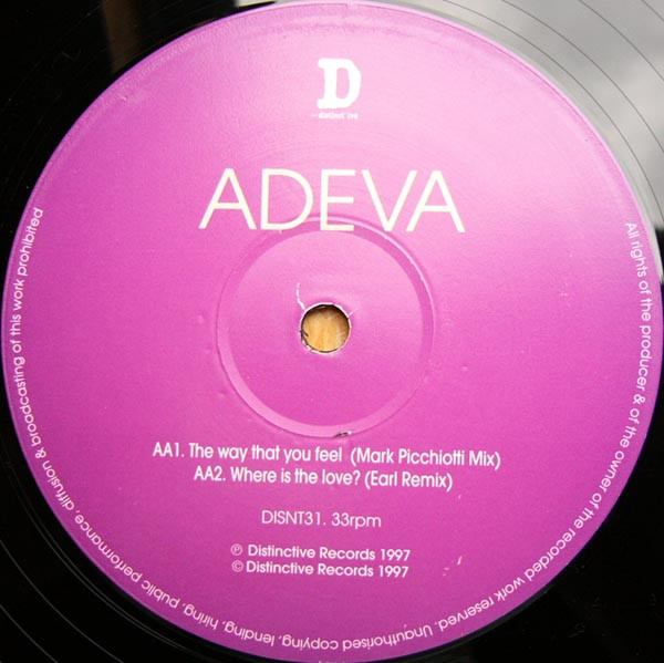 Adeva - Where Is The Love? / The Way That You Feel | Distinct'ive Records (DISNT31) - 4 Adeva - Where Is The Love? / The Way That You Feel | Distinct'ive Records (DISNT31) - 4