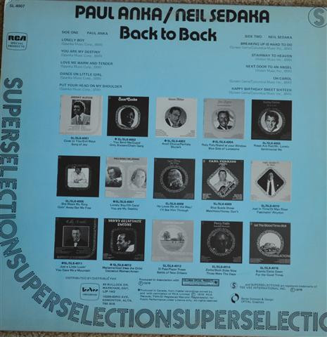 Paul Anka / Neil Sedaka - Back To Back | RCA (SL4007) - 2 Paul Anka / Neil Sedaka - Back To Back | RCA (SL4007) - 2