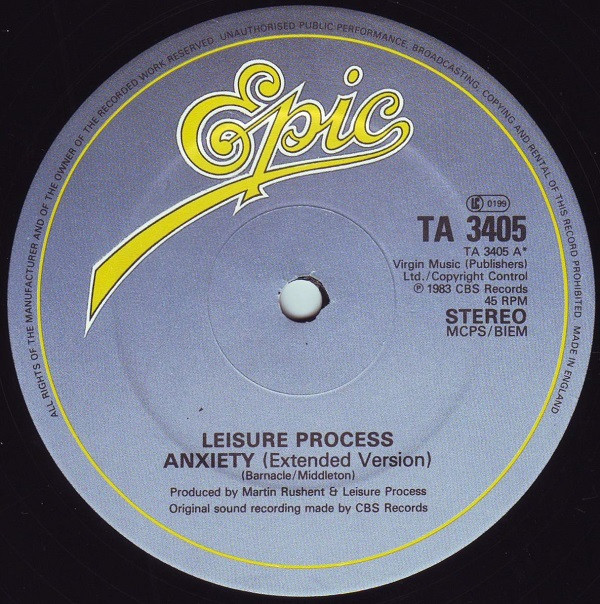 Leisure Process - Anxiety (Neurotica Mix) | Epic (TA 3405) - 3