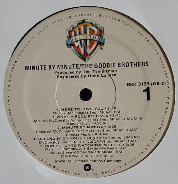 The Doobie Brothers - Minute By Minute | Warner Bros. Records (BSK 3193) - 3
