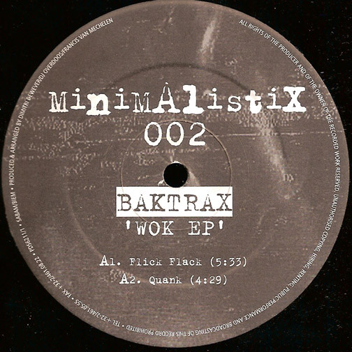 Baktrax - Wok EP | Minimalistix (002) - main