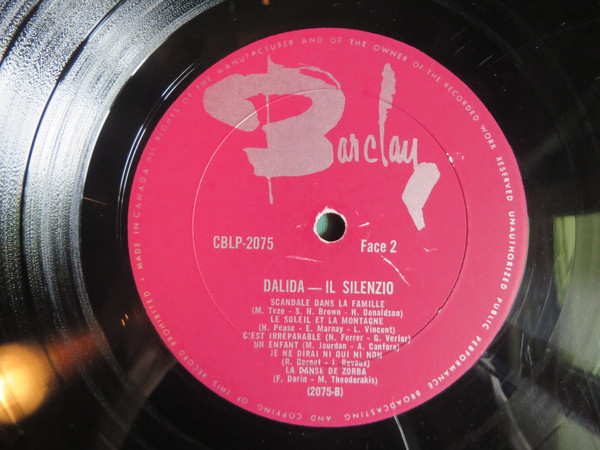 Dalida - Il Silenzio | Barclay (CBLP 2075) - 4