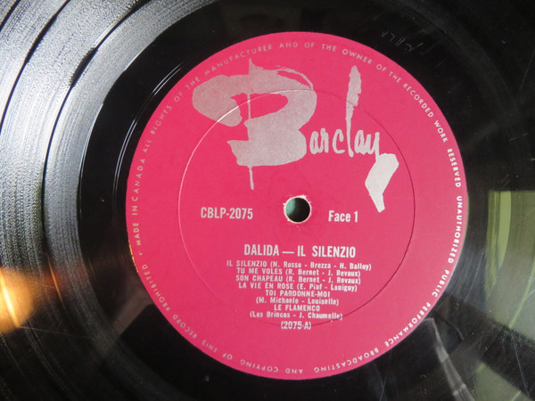 Dalida - Il Silenzio | Barclay (CBLP 2075) - 3