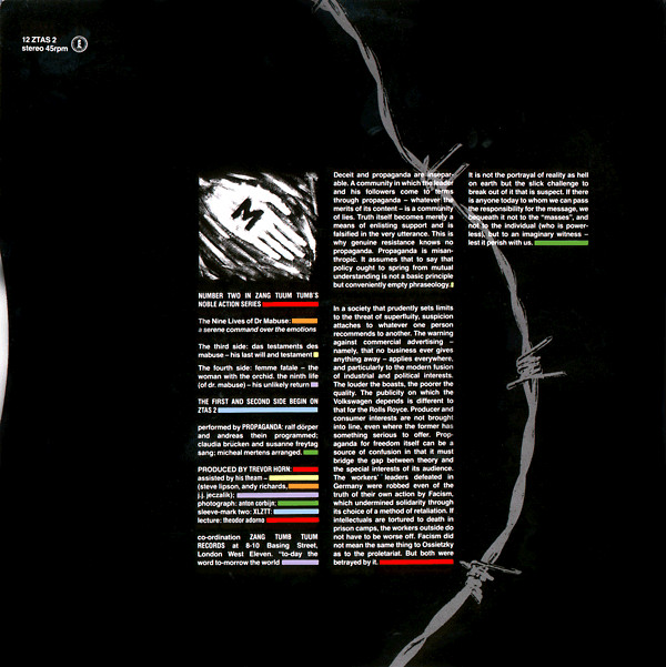 Propaganda - The Nine Lives Of Dr. Mabuse | ZTT (12 ZTAS 2) - 2