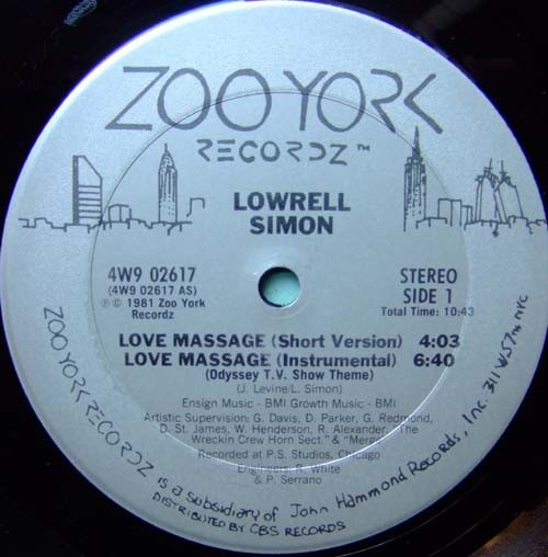 Lowrell Simon - Love Massage | Zoo York Recordz (4W9 02617)