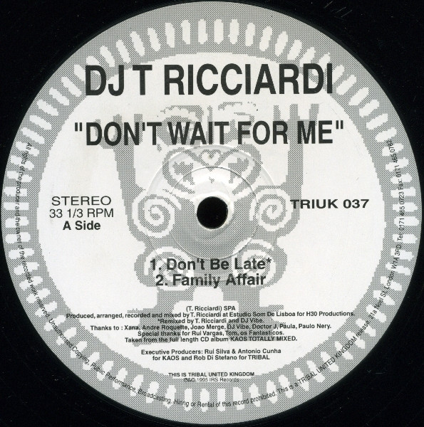 DJ Tó Ricciardi - Don't Wait For Me | TRIBAL United Kingdom (TRIUK 037) - main