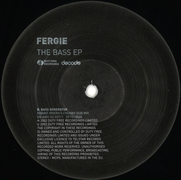 Fergie - The Bass EP | Duty Free Recordings (DF TEL 004X) - 3 Fergie - The Bass EP | Duty Free Recordings (DF TEL 004X) - 3
