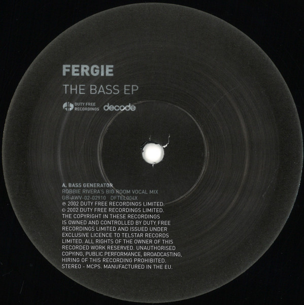 Fergie - The Bass EP | Duty Free Recordings (DF TEL 004X) - 4 Fergie - The Bass EP | Duty Free Recordings (DF TEL 004X) - 4