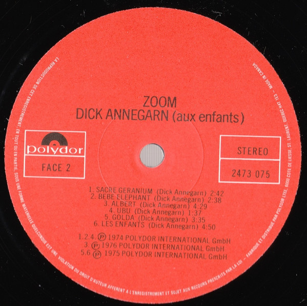 Dick Annegarn - Zoum | polydor (2473 075) - 4