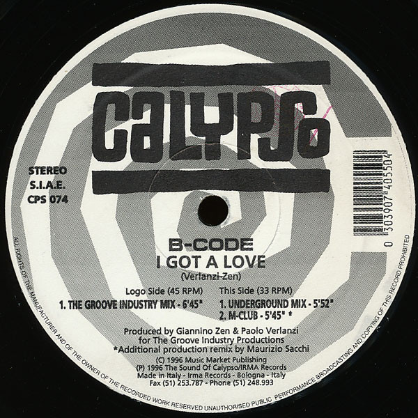 B-Code - I Got A Love | Calypso Records (CPS 074) - main B-Code - I Got A Love | Calypso Records (CPS 074) - main