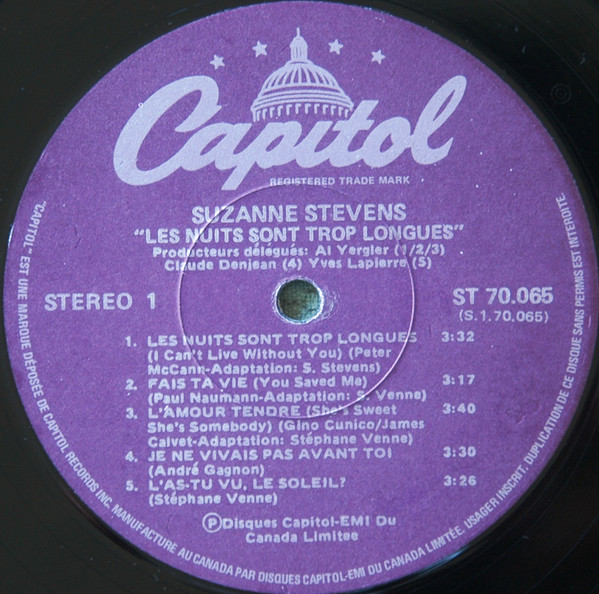 Suzanne Stevens - Les Nuits Sont Trop Longues | Capitol Records (ST 70.065) - 3 Suzanne Stevens - Les Nuits Sont Trop Longues | Capitol Records (ST 70.065) - 3