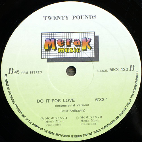 Twenty Pounds - Do It For Love | Merak Music (MKX 430) - 4