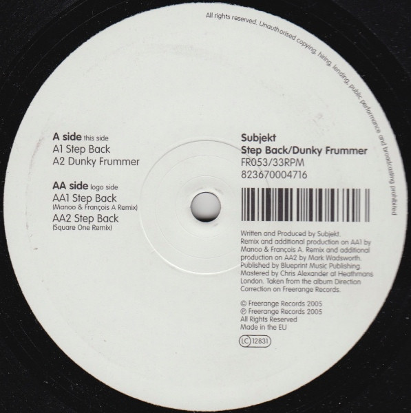 Subjekt - Step Back / Dunky Frummer | Freerange Records (FR053) - 3 Subjekt - Step Back / Dunky Frummer | Freerange Records (FR053) - 3