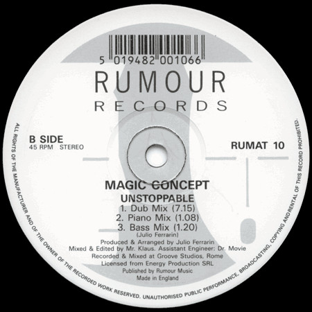 Magic Concept - Unstoppable | Rumour Records (RUMAT 10) - 3