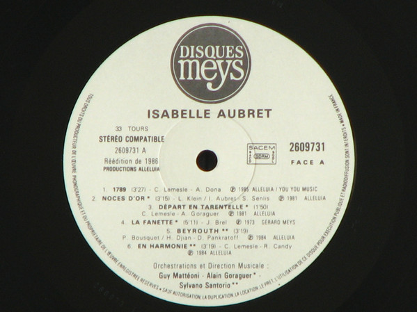 Isabelle Aubret - 1789 - Beyrouth | Disques Meys (2609731) - 3 Isabelle Aubret - 1789 - Beyrouth | Disques Meys (2609731) - 3