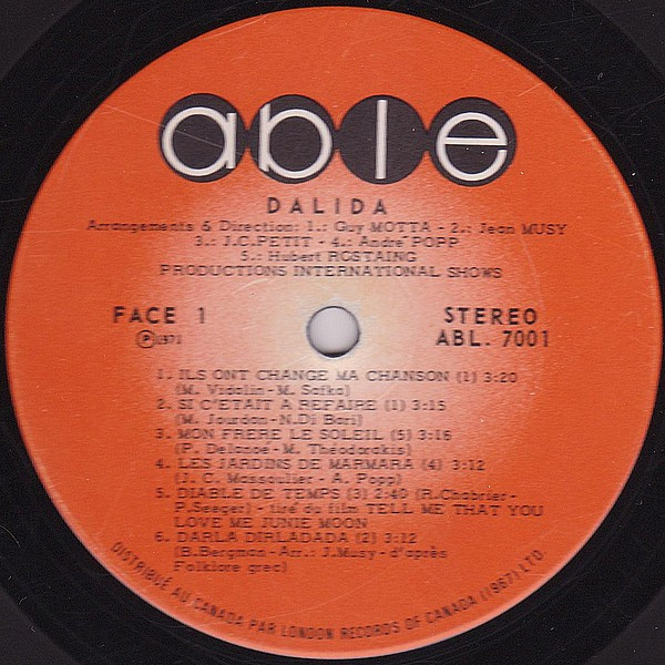 Dalida - Dalida | Able (ABL 7001) - 3 Dalida - Dalida | Able (ABL 7001) - 3