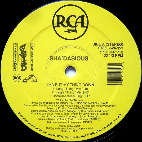 Sha'dasious - I'ma Put My Thing Down | RCA (07863 62472-1) - main Sha'dasious - I'ma Put My Thing Down | RCA (07863 62472-1) - main
