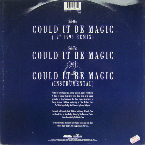 Manilow - Could It Be Magic 1993 | Arista (74321 17488 1) - 2