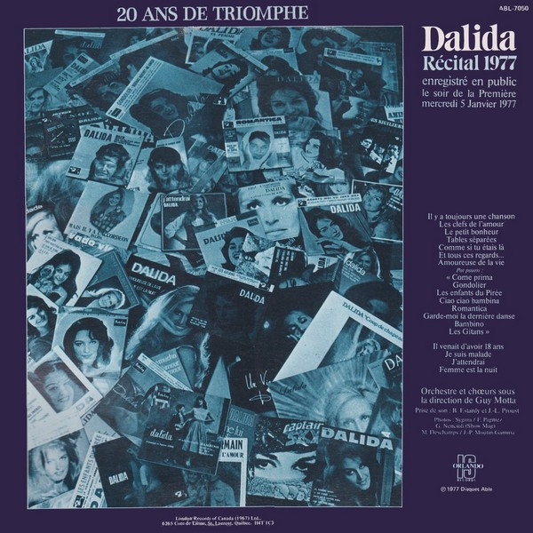 Dalida - Olympia 77 - Enregistré En Public | Able (ABL-7050) - 2 Dalida - Olympia 77 - Enregistré En Public | Able (ABL-7050) - 2