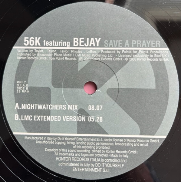 56K Featuring Bejay - Save A Prayer | Kontor Records Italia (KRI 07) - 4 56K Featuring Bejay - Save A Prayer | Kontor Records Italia (KRI 07) - 4