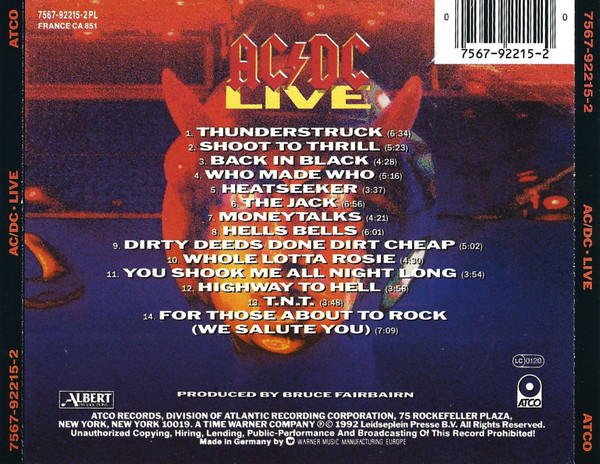 AC/DC - Live | ATCO Records (7567-92215-2) - 2