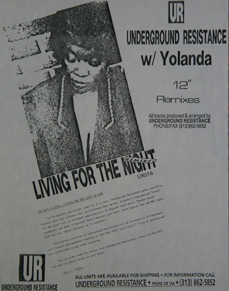 Underground Resistance w/ Yolanda Reynolds - Living For The Night (Remixes) | Underground Resistance (UR016) - 4