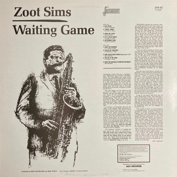 Zoot Sims - Waiting Game | Jasmine Records (JAS 62) - 2