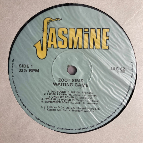 Zoot Sims - Waiting Game | Jasmine Records (JAS 62) - 3