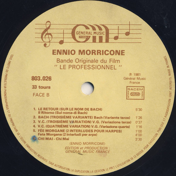 Ennio Morricone - Le Professionnel (Bande Originale Du Film) | Général Music France (803 026) - 5 Ennio Morricone - Le Professionnel (Bande Originale Du Film) | Général Music France (803 026) - 5
