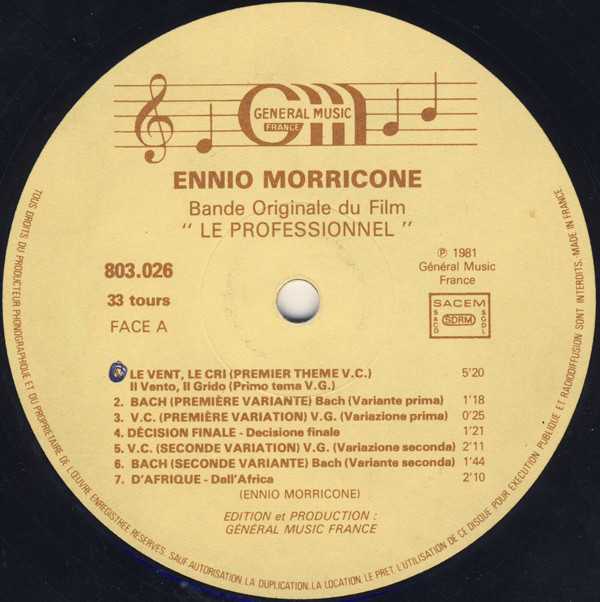 Ennio Morricone - Le Professionnel (Bande Originale Du Film) | Général Music France (803 026) - 4 Ennio Morricone - Le Professionnel (Bande Originale Du Film) | Général Music France (803 026) - 4
