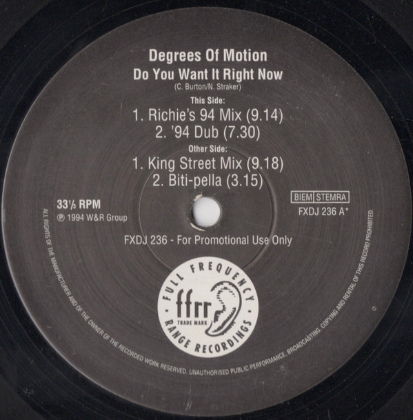 Degrees Of Motion - Do You Want It Right Now | FFRR (FXDJ 236) - main Degrees Of Motion - Do You Want It Right Now | FFRR (FXDJ 236) - main
