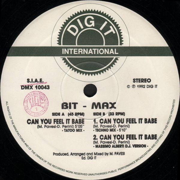 Bit-Max - Can You Feel It Babe | Dig It International (DMX 10043) - 3