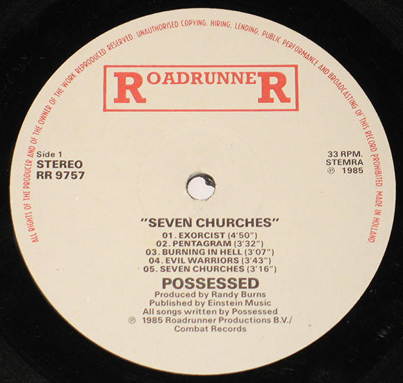 Possessed - Seven Churches | Roadrunner Records (RR 9757) - 3