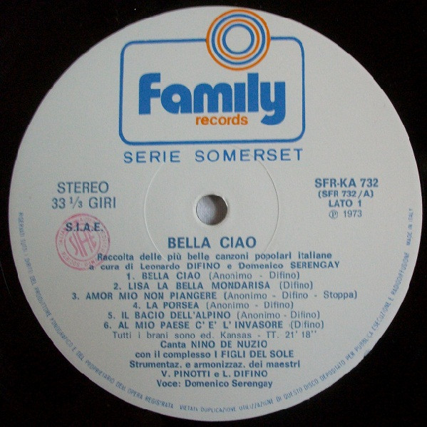 Nino De Nuzio Con I Figli Del Sole - Bella Ciao | Family Records (SFR-KA 732) - 3 Nino De Nuzio Con I Figli Del Sole - Bella Ciao | Family Records (SFR-KA 732) - 3