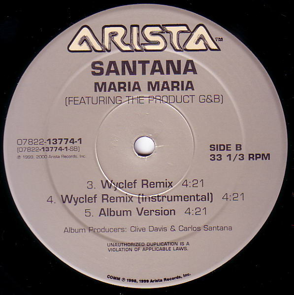 Santana Featuring The Product G&B - Maria Maria | Arista (07822-13774-1) - 3 Santana Featuring The Product G&B - Maria Maria | Arista (07822-13774-1) - 3
