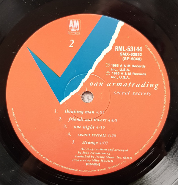 Joan Armatrading - Secret Secrets | A&M Records (RML 53144) - 4 Joan Armatrading - Secret Secrets | A&M Records (RML 53144) - 4