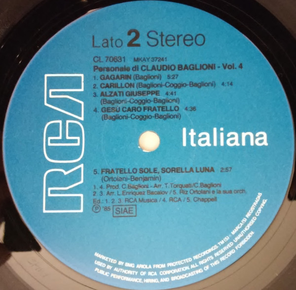 Claudio Baglioni - Personale Di Claudio Baglioni Vol. 4 | RCA (CL 70631) - 4