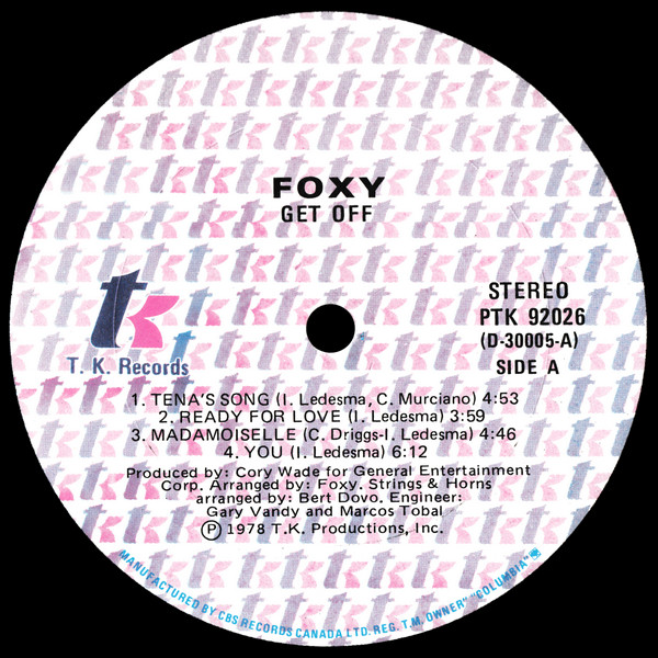 Foxy - Get Off [Vinyl] | T.K. Records (PTK 92026) - 3