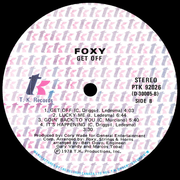 Foxy - Get Off [Vinyl] | T.K. Records (PTK 92026) - 4