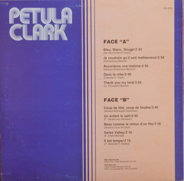 Petula Clark - Petula Clark | Kébec-Disc (KD-916) - 2