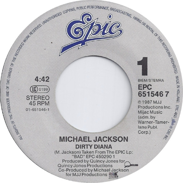 Michael Jackson - Dirty Diana | Epic (EPC 651546 7) - 3