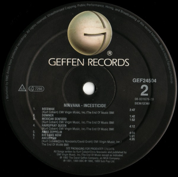 Nirvana - Incesticide | Geffen Records (GEF 24504) - 4 Nirvana - Incesticide | Geffen Records (GEF 24504) - 4