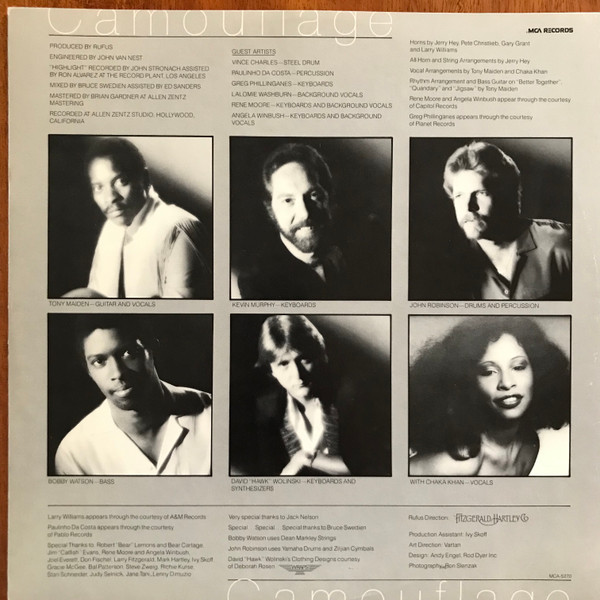 Rufus & Chaka Khan - Camouflage | MCA Records (MCA-5270) - 5
