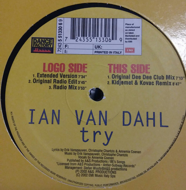 Ian Van Dahl - Try | Dance Factory (7 2435513306 9)